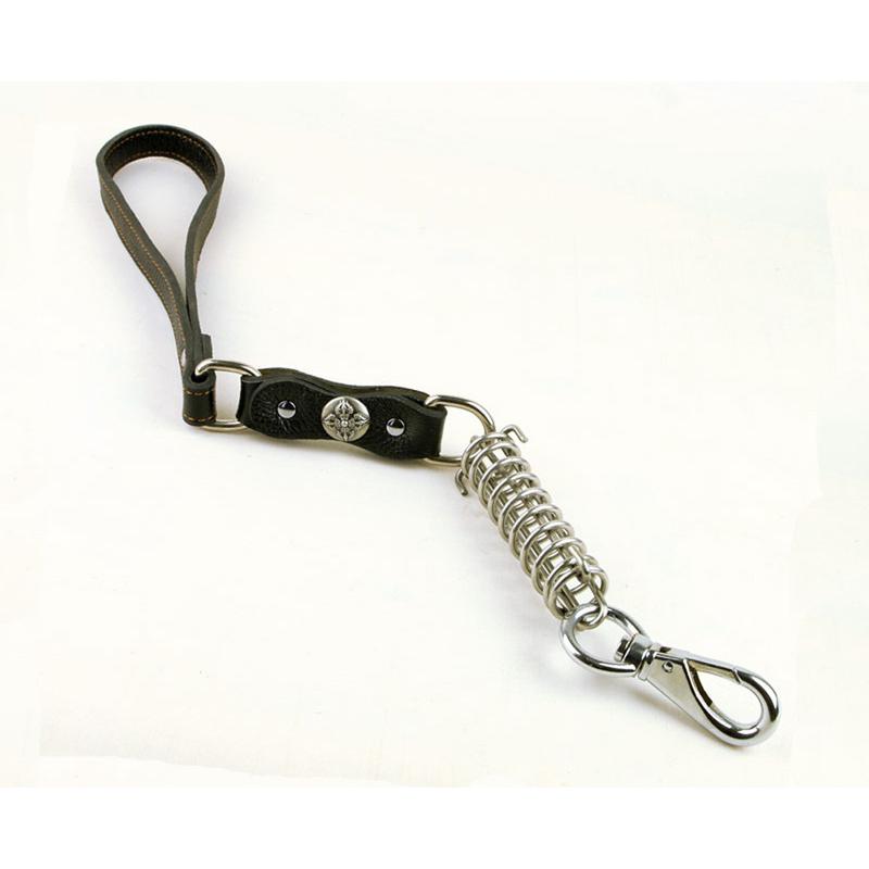 宠物大牛皮狗绳大型犬弹力缓冲狗链金毛萨摩牵引绳狗短款牵引带