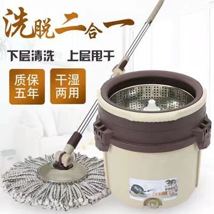 加厚懒人升降拖把桶旋转拖把桶单桶拖把桶脱水桶吸水拖把家用甩桶