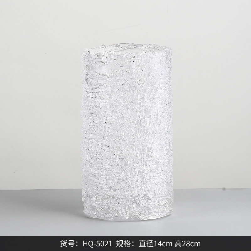 碎创意轻奢bestwest纹直筒玻璃花瓶客厅书房样板房装饰水培花器
