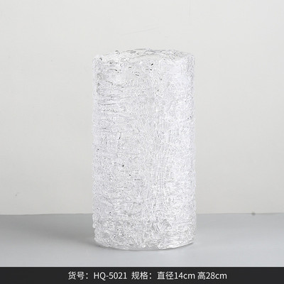 碎创意轻奢bestwest纹直筒玻璃花瓶客厅书房样板房装饰水培花器