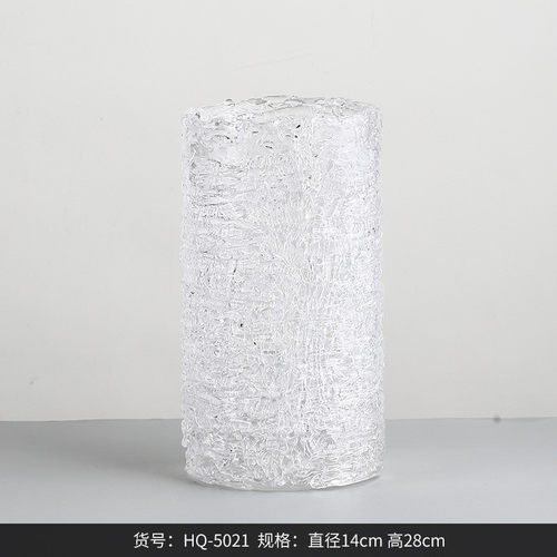 花器创意轻奢碎纹直筒玻璃花瓶客厅书房样板房装饰水培bestwest