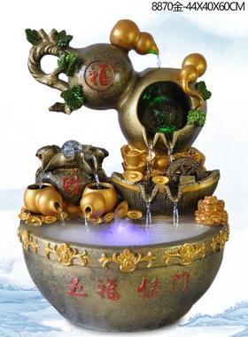流水喷泉加湿器落水景金色鲤鱼玻璃缸阳台客厅装饰品乔迁地大摆件