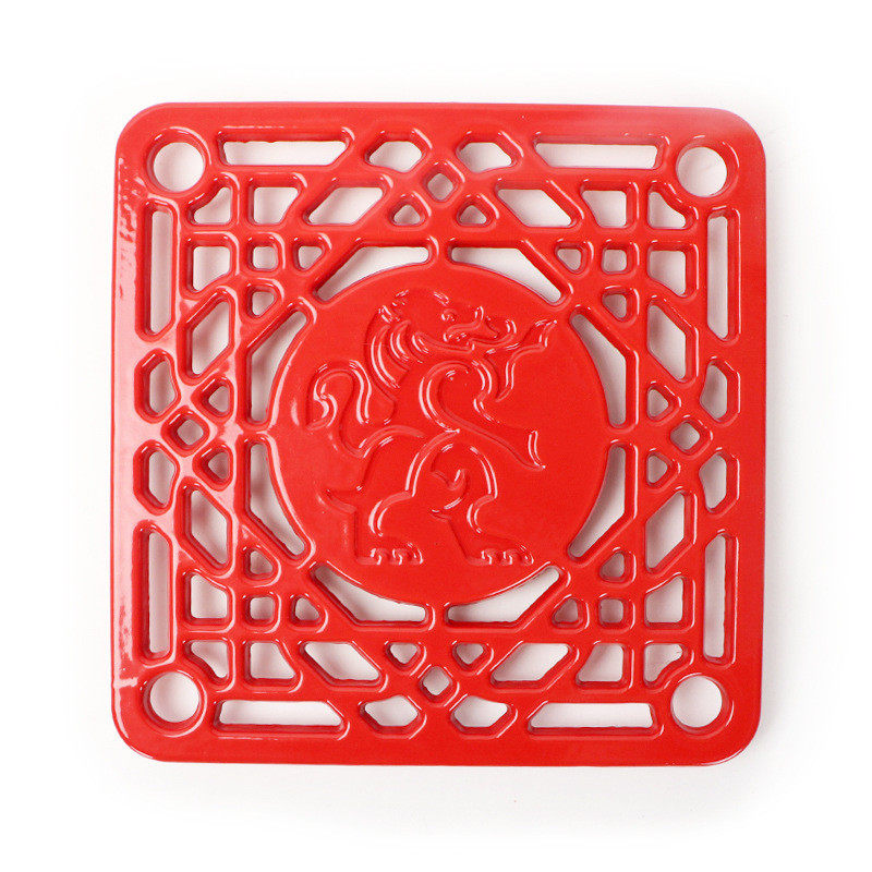 盘批发铸铁锅锅厂家砂锅盘餐桌用品隔热花盘方盘20cm精美镂空现代