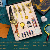 翅膀羽毛笔套装 洒金齿轮羽毛笔套装 羽毛蘸水笔 复古羽毛笔套装 欧式