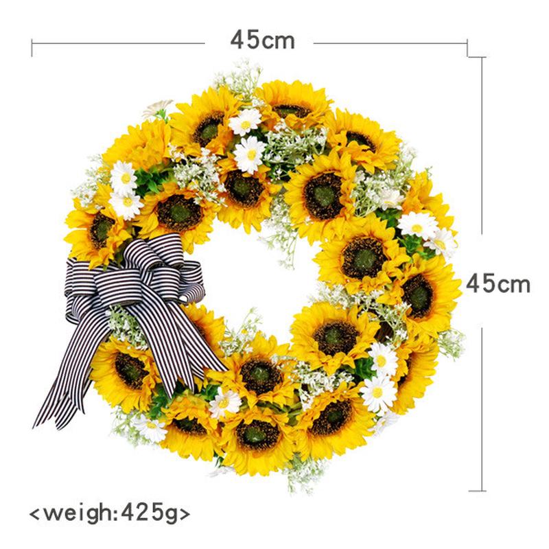 秋色向日葵花环田园婚礼布置庭院门家居仿真花圈新款饰花艺