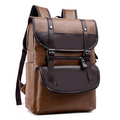 Men's Leather Laptop Backpack Travel Bag Large男士电脑双