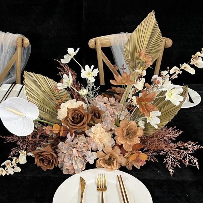 绢花桌花前台花仿真婚庆成品装饰花排舞台t台路引婚礼迎宾区花艺