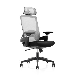 带头枕的布人体工学办公椅3d扶手高透气网符合家用护腰电脑椅