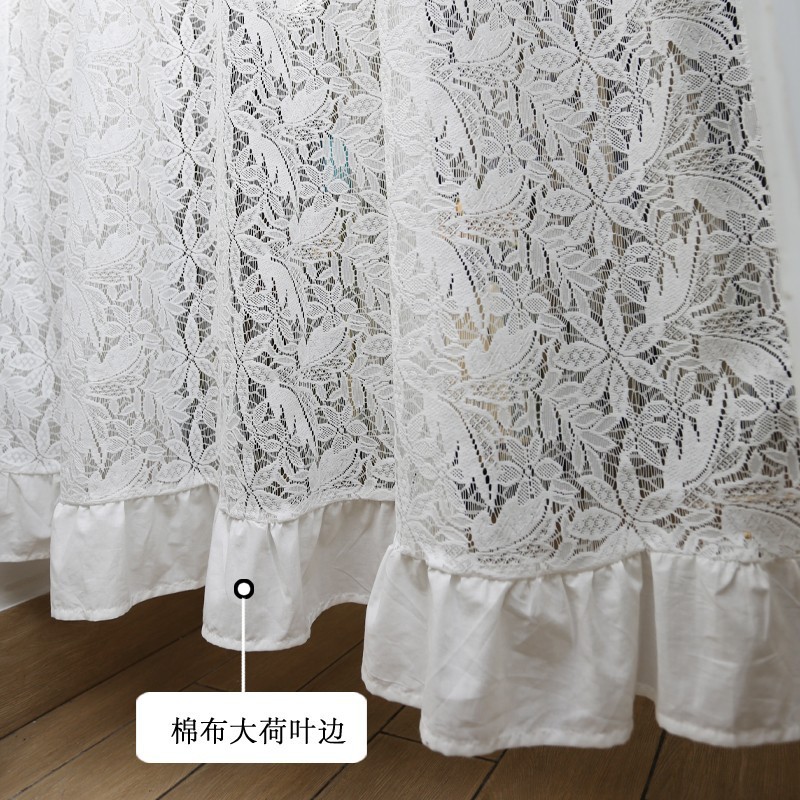 白穿文艺气质纱帘田园半帘门帘蕾丝杆帘窗帘美式