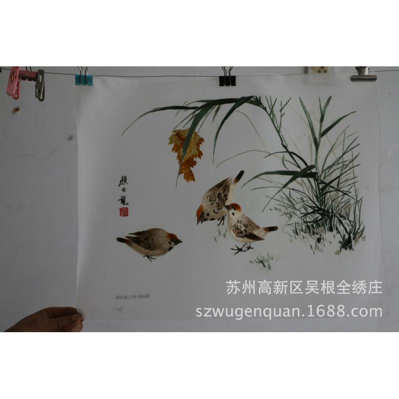 苏州刺绣客厅书房办公室装饰画手工苏绣花鸟片颜伯龙绣4丝