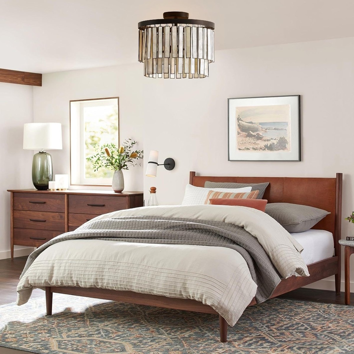 热销法式简约复古贝壳主卧室灯吸顶灯超亮圆形设计师艺术中山工厂