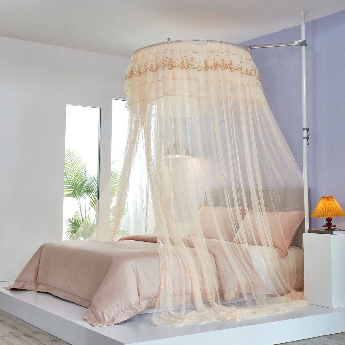 厂家蚊帐家用免打孔圆顶批发2024新款公主风吊顶卧室1.5米1.8m床,床上用品,蚊帐,淘宝优惠券,粉丝福利购,淘宝优惠卷