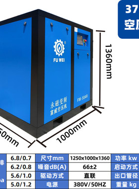 永磁变频工业级7.5kw15/22/37瓦螺杆式空压机气泵空气压缩机