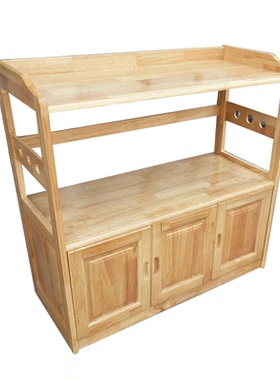 木质厨房置物架烤箱架落地多用途收纳整理架橡木微波炉架厂家批发