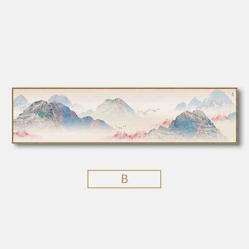 轻奢新中式卧室床头画客厅装饰画现代沙发挂画书房山水背景墙壁画
