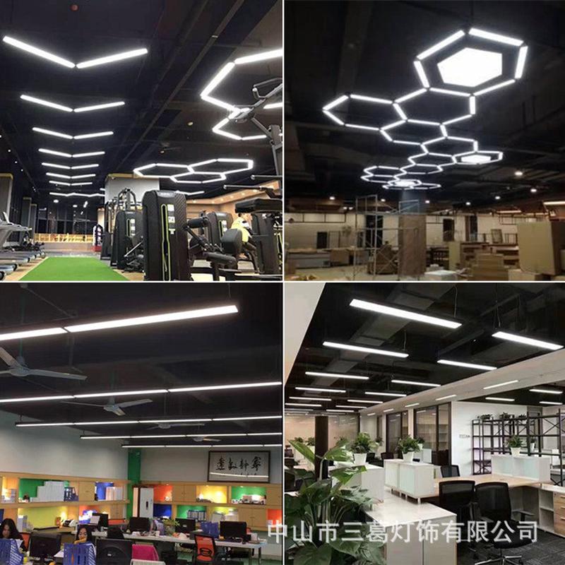 LED长条灯条形吊线灯办公室吊灯现代简约健身房店铺商业照明灯具