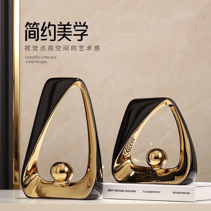 热销抽象几何造型现代轻奢陶瓷摆件家居玄关客厅电视柜酒柜装饰品