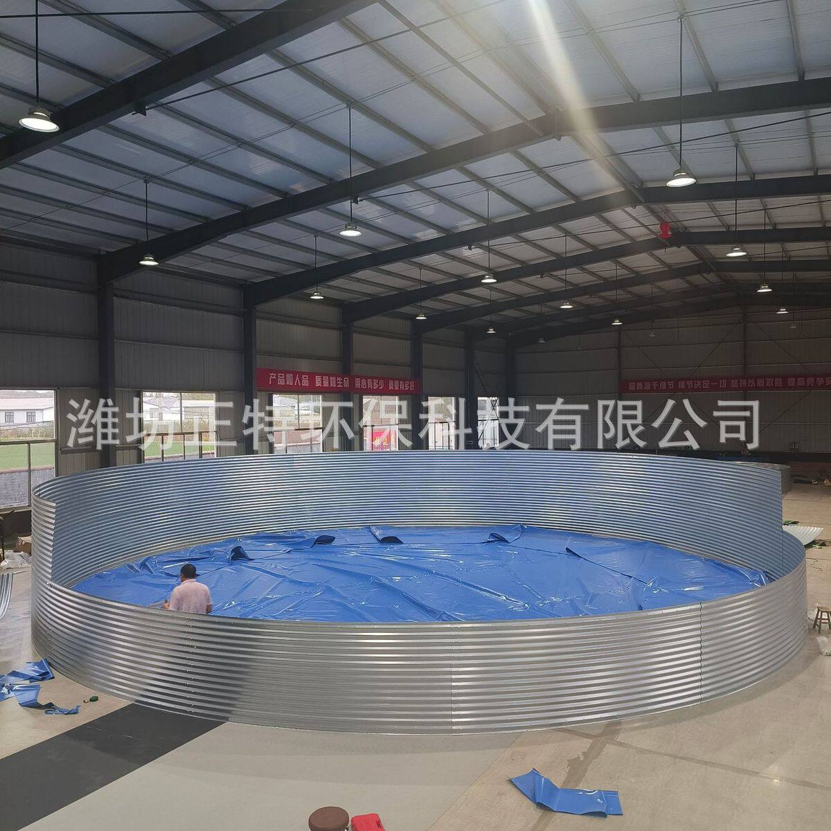 镀锌板水池 按需设计尺寸 定制高度 户外高密度养鱼池帆布加厚