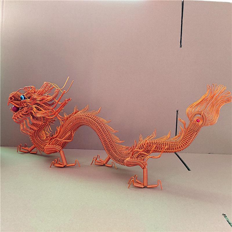 【65厘米创意摆件龙】金龙双龙吉祥龙铝线铜线工艺品大号
