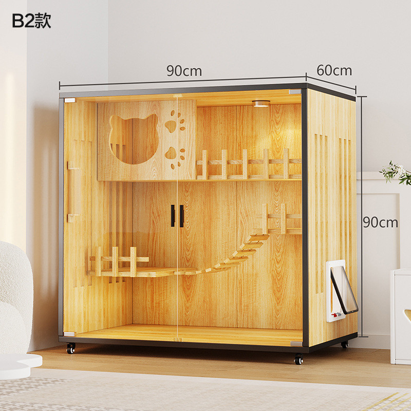 空间家用实木猫柜防水猫舍猫房室内超大猫别墅猫窝大型猫屋猫笼子