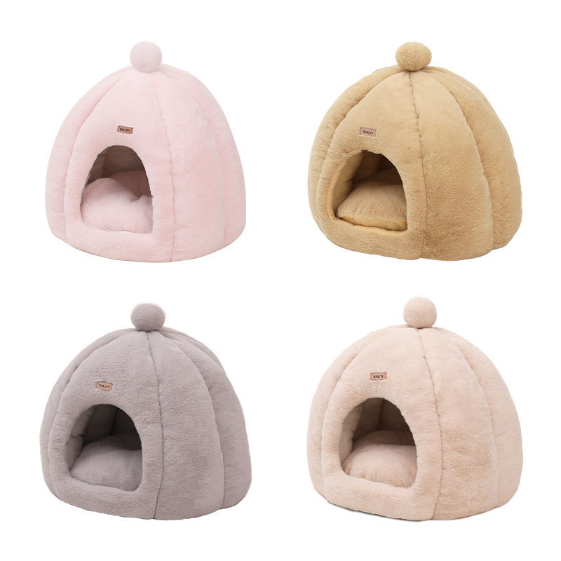 南瓜窝厂家深度睡眠圆形狗窝半小兔封闭式猫窝绒秋冬窝垫宠物窝中