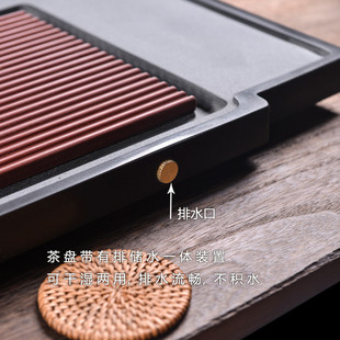 热销排水配电台茶托盘天然茶茶盘整块功夫高端乌金海家用金石石茶
