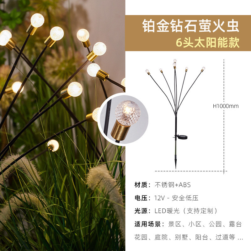 太阳能灯草坪灯庭院风动8头萤火虫新款地插灯花园装饰户外