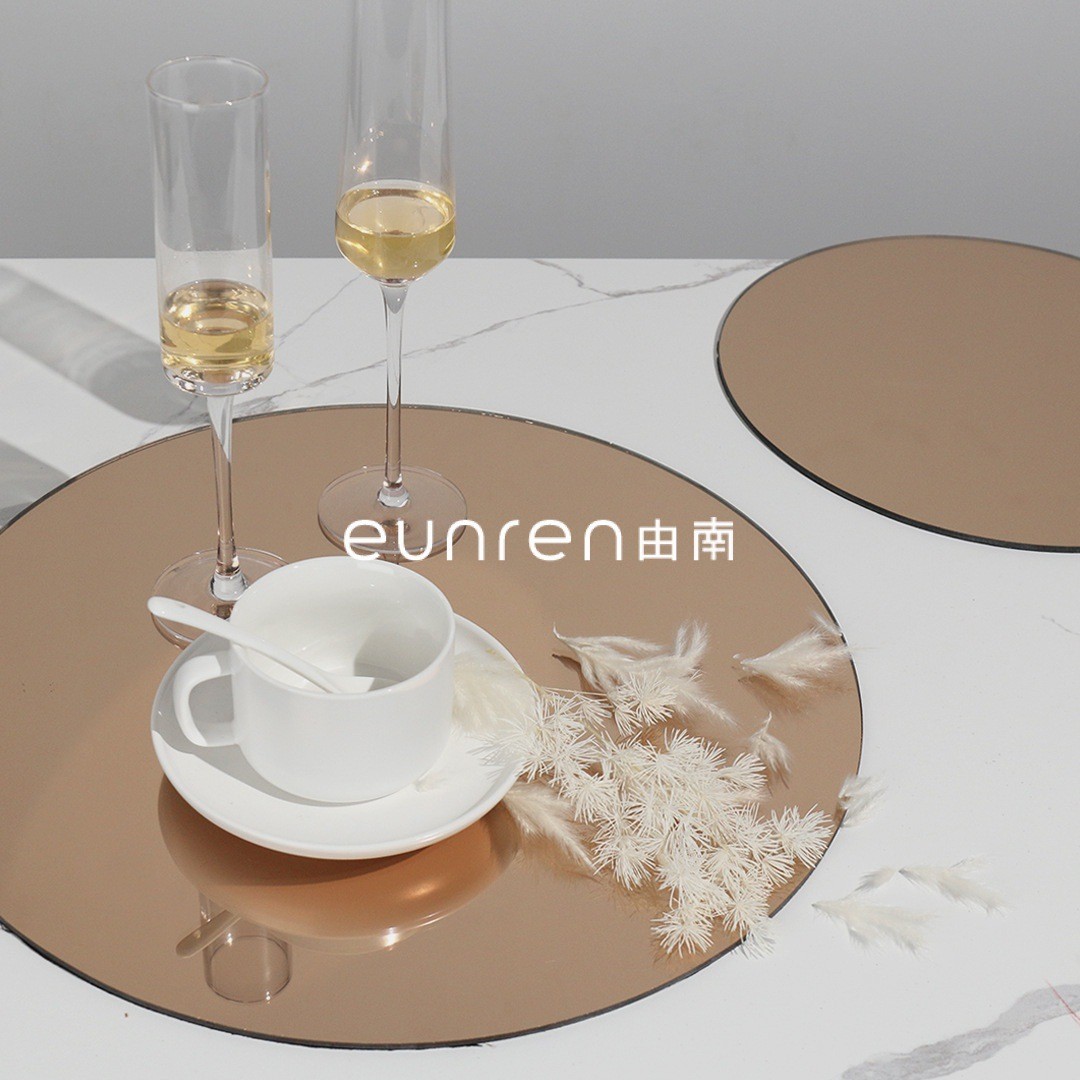 热销轻奢现代简约镜面玻璃圆形托盘摆件样板房间家居茶几软装饰品
