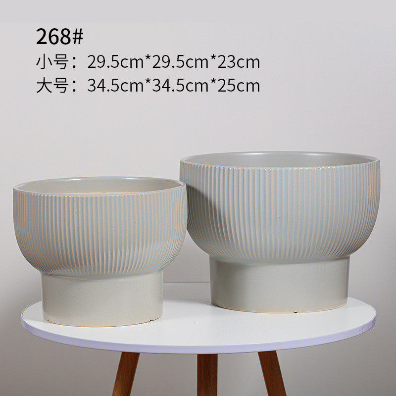 厂家直销特大号口径陶瓷花盆高脚创意简约条纹两件套花盆绿植盆栽,鲜花速递/花卉仿真/绿植园艺,花盆,淘宝优惠券,粉丝福利购,淘宝优惠卷