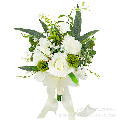 婚礼叉枝道具新娘婚礼领证拍照仿真花手捧花拍照摄影手工混搭花束