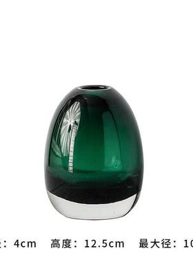 北欧厚实彩色玻璃ins瓶桌面一枝花花瓶香薰小口软装轻奢家居摆件