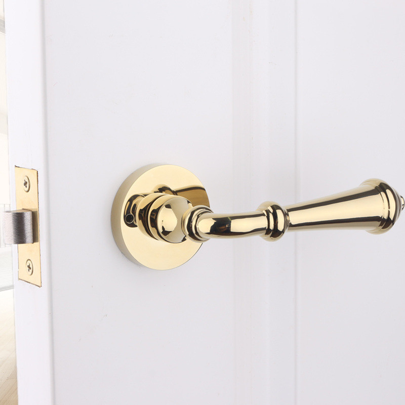 美式黑色门锁北欧室内金色欧式房门锁仿古卧室静音磁吸门锁分体锁