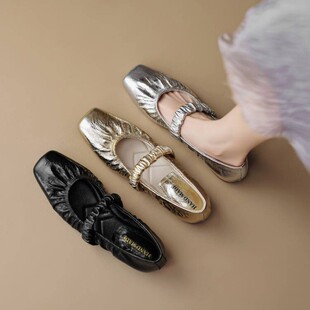 成都手工女鞋子大码全羊皮超软舒适百搭平底蛋卷鞋豆豆鞋船鞋单鞋