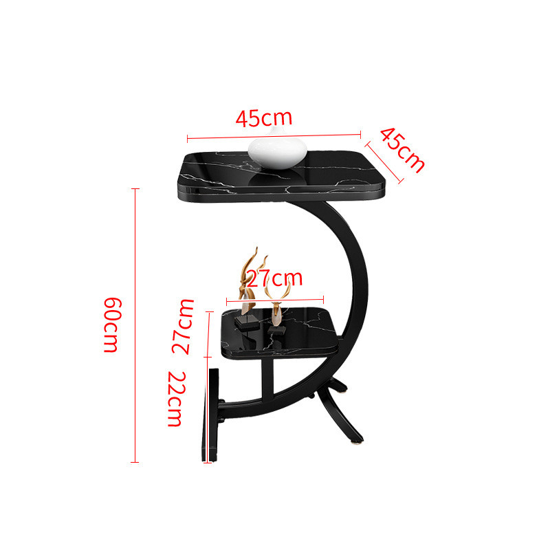 桌边床头轻奢卧室小茶几沙发边几可移动角几简约岩板大理石小方桌