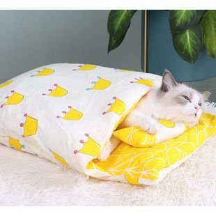 日式 通用 猫窝猫睡袋封闭式 可拆洗猫被窝冬天保暖狗宠物窝狗窝四季