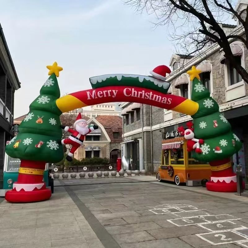 厂家直销圣诞节主题户外圣诞老人充气气模广场模型门庭院展览商场