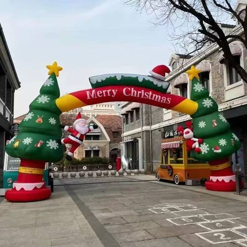 厂家直销圣诞节主题户外圣诞老人充气气模广场模型门庭院展览商场