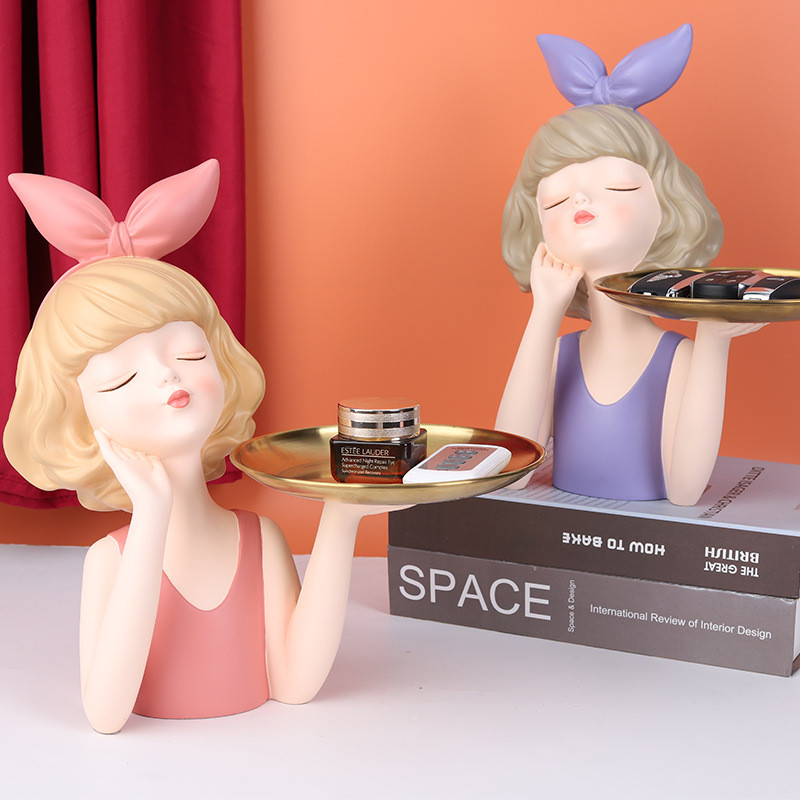 热销蝴蝶女孩捧花摆件干花插花收纳现代轻奢家居工艺品酒柜装饰品