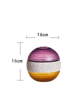 北欧ins新款玻璃花瓶家居创意摆件装饰玻璃纸水泥拼色圆球形花瓶