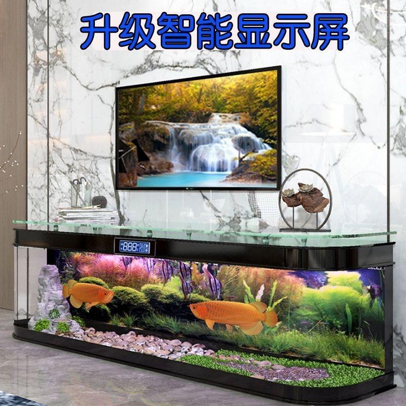 电视柜鱼缸一体现代承重鱼缸欧式水族箱复古柜客厅家用大型生态