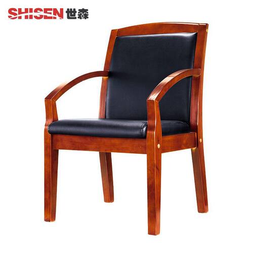 办公会议椅简约老板椅实木椅子靠背皮质中式扶手洽谈椅培训电脑椅