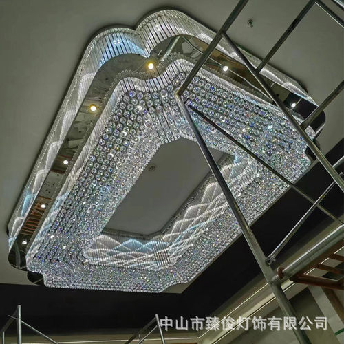 别墅酒店ktv饭店大非标客厅长方形水晶吊灯具售楼部沙盘宴会