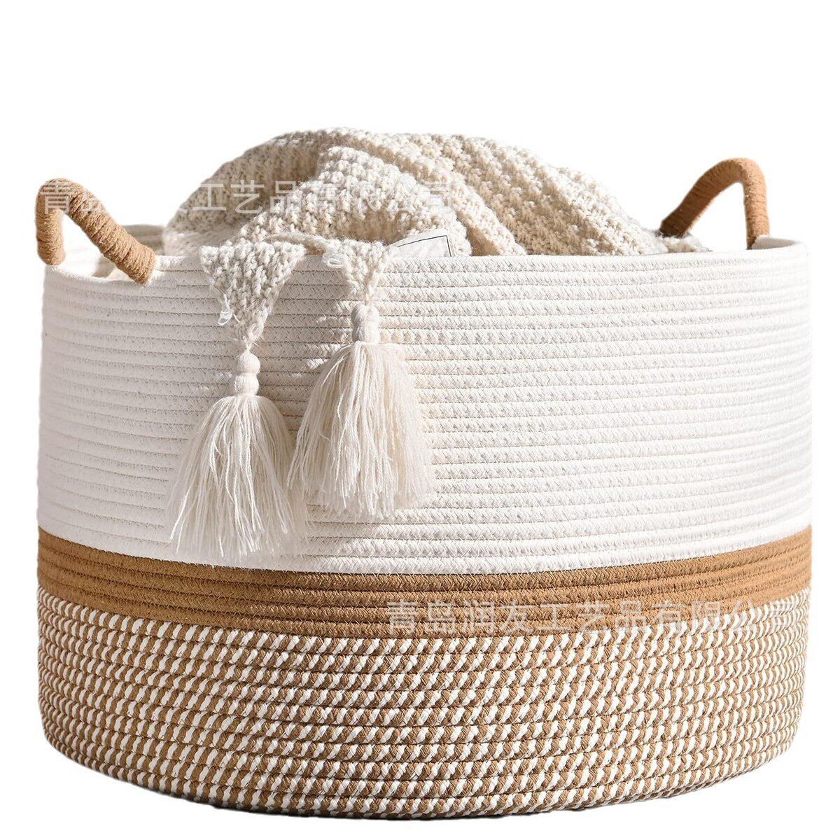 棉线换洗衣服棉绳收纳筐浴室编织可折叠出口款式改款脏衣篮