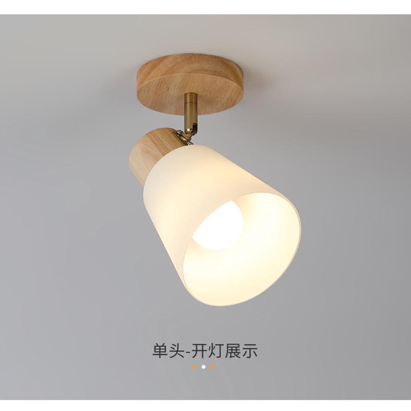 北欧日式创意原木玻璃吸顶灯玄关过道衣帽间吸顶灯床头灯卧室家用