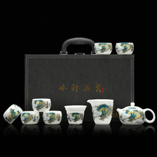 家用茶盘小型办公室客厅商务高端 瓷白瓷冰种玉德化茶具套装