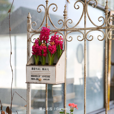 室内阳台装饰铁艺做旧铁皮花盒花盆壁挂邮箱花桶