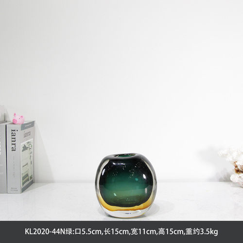 圆形创意加厚水晶简约北欧直筒花瓶插花花器样板间软装装饰品摆件