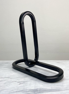 现代创意黑色连环几何不规则摆件样板房售楼处办公楼家居客厅装饰