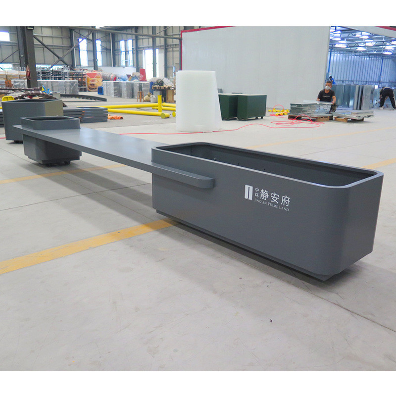 户外商业街隔断不锈钢花箱座椅露台铁艺一体广场坐凳花槽露台凳子