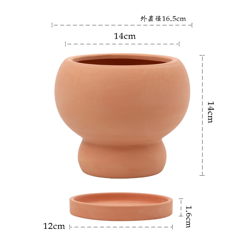 红陶花盆热带植物透气北欧室内绿植园林温花草低罗马风格厂家多款
